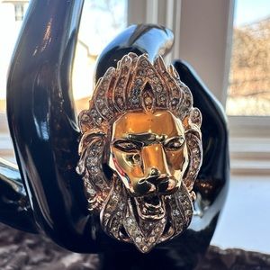 Roberto Cavalli Gold and Silver Lion Ring